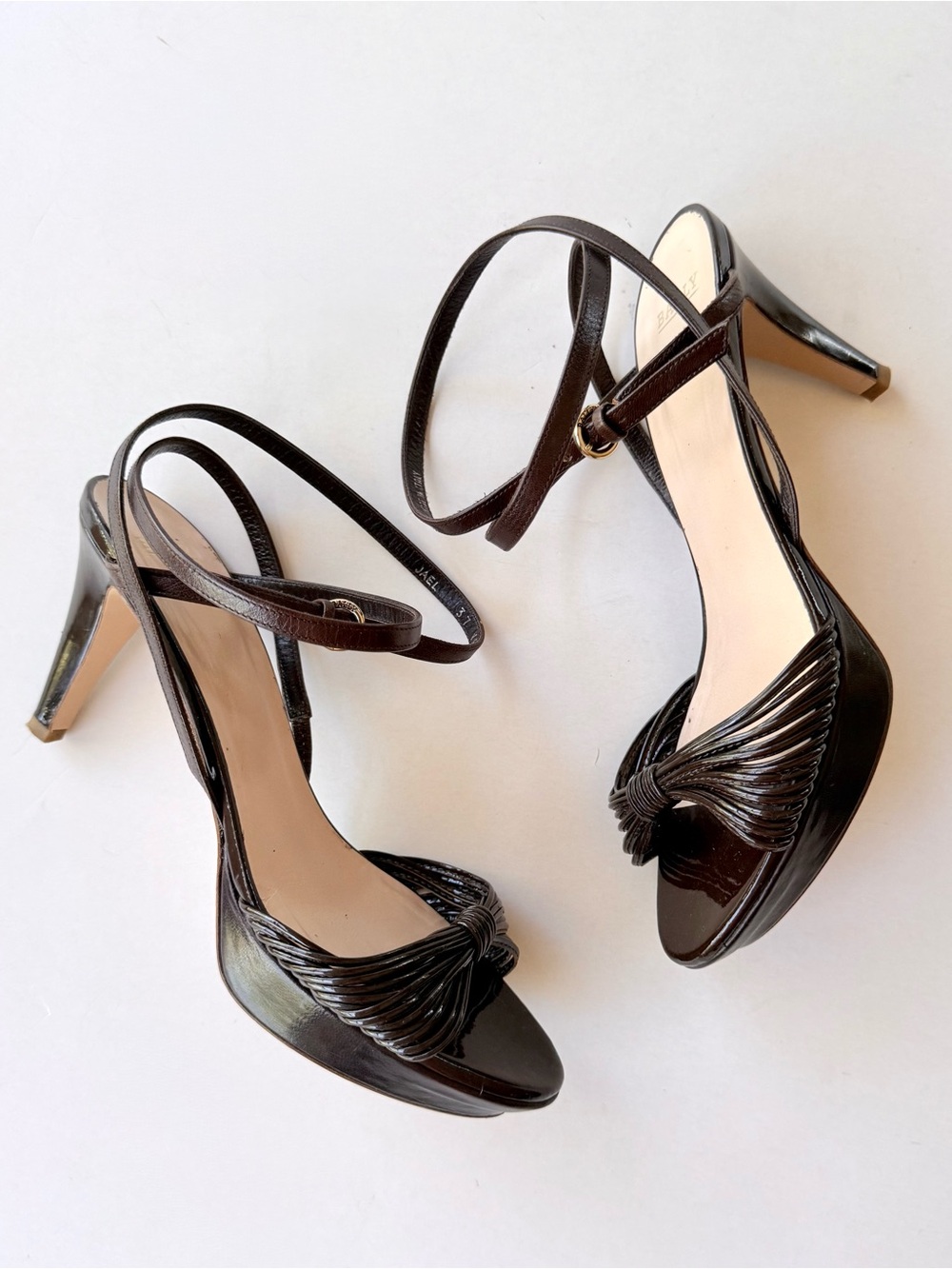 Bally ‘Jael’ Chocolate Brown Strappy Heeled Sandals Wrap Ankle Strap 37 6.5